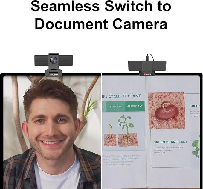 JOYUSING Flip600S 4K Webcam for PC, Ultra HD Webcam with Tripod, PDAF Autofocus, Noise-Cancelling Mics, 79° FOV, Auto Light Correction, Privacy Cover, Ideal for Conference, Zoom/Teams/Google Meet