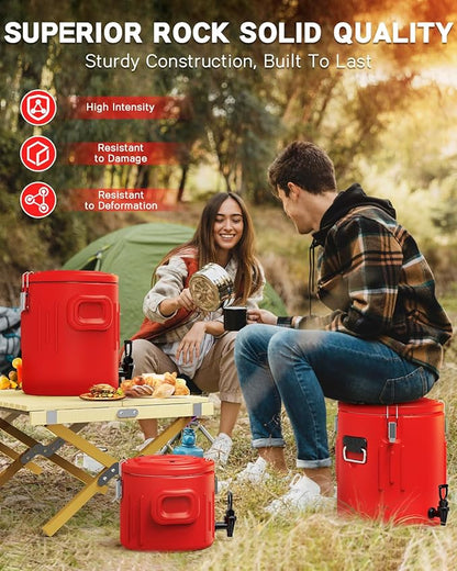 Insulated Beverage Dispenser 2 Gallon- Ice and Hot Drink Dispenser with 304 Stainless Steel Interior and Spout, Portable Hot Water Dispenser, Outdoors Cooler Jug for Camping Party Sports, NN