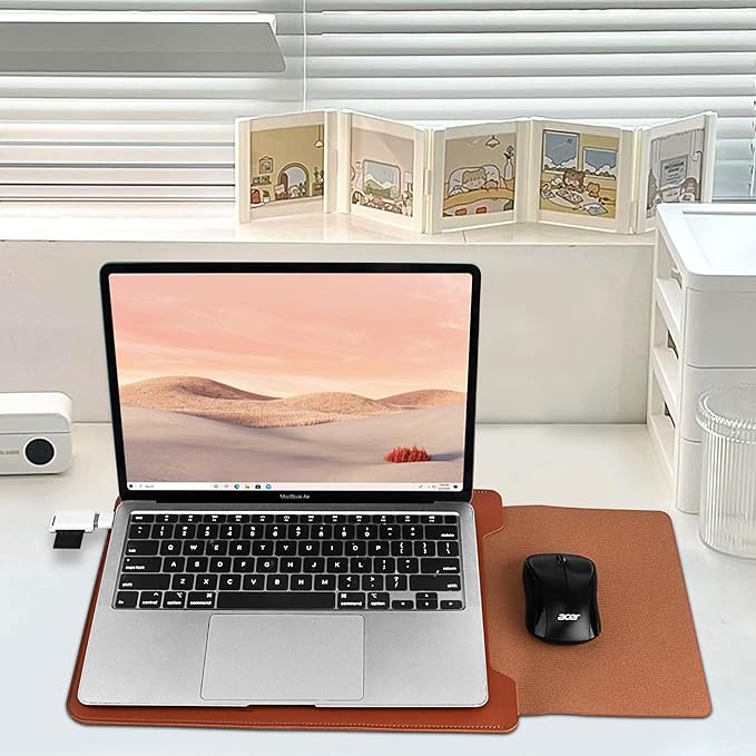 BVYA 13.3-14" Sleeve, PU Leather Laptop Case Compatible with New MacBook Air 13.6/Pro/Max M2/M1 A2779 A2442 14, 13.5 Surface 5/4/3/2/1, Compatible with Laptop 2022 Pro 14 inch