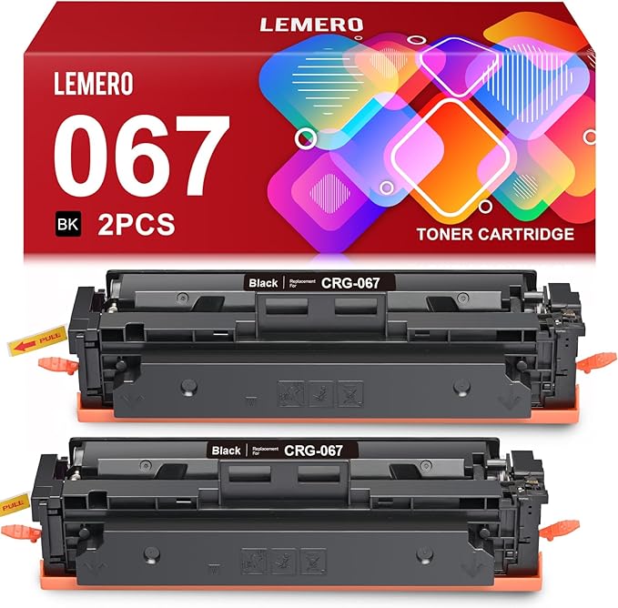 LEMERO 067 Black Toner Compatible for Canon 067 Black Toner Cartridges 067H Toner Work for Canon MF656Cdw Toner Cartridges MF654Cdw MF653Cdw LBP632Cdw Printer (2-067 Black Toner)