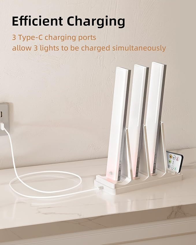 EZVALO 3-Port USB-C Charging Station for Cabinet Light, Multi-Light Storage & Charging Base, Designed for Strip Lights Under 9.5 inches (Power Supply and Adapter are not Included)