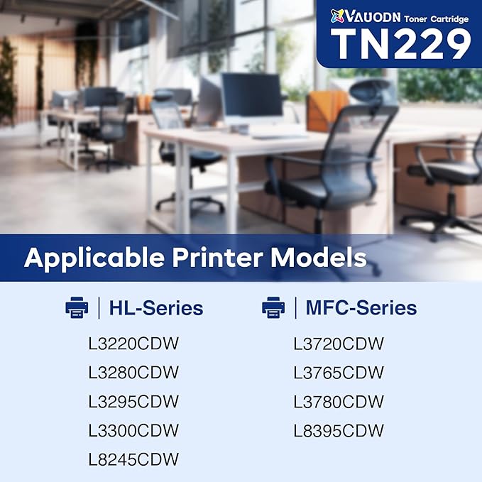 TN229 Compatible TN229 Toner Cartridge 4-Pack Replacement for Brother TN-229 HL-L3220CDW HL-L3280CDW HL-L3295CDW Printer (TN2294PK)