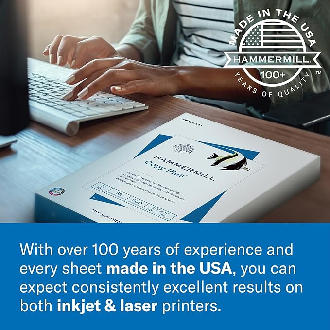 Hammermill Printer Paper, Premium Laser Print 24 lb, 11 x 17-5 Ream (2,500 Sheets) - 98 Bright, Made in the USA, 104620C