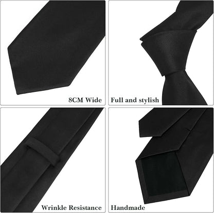 Men's Ties Solid Pure Color 3.15" (8CM) Necktie Plain Formal Business Wedding Black Ties For Men