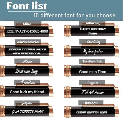 Ancolo Personalized Ballpoint Pens - Luxury Writing Pen with 10 Black Ink Refill Engraved with Your Message Name on the Pens Gift Set for Man/Women/Writers/Collection/Journalist