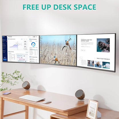 WALI Triple Monitor Wall Mount for 32" Screens，Each Arm Holds up to 19.8 lbs.Swivel Tilt Curved Wall Mount with Mounting Holes 75x75/100x100mm.(013ARMN), Black
