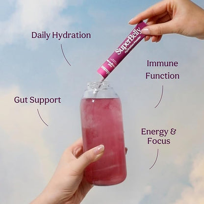 Blume SuperBelly Gut Health and On-The-Go Hydration Packets, GLP-1 Friendly, Sugar-Free, with Prebiotics, Probiotics, Apple Cider Vinegar, Vitamin C, and Electrolytes, Açai Pomegranate, 15 Sticks