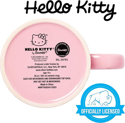Silver Buffalo Sanrio Hello Kitty and Friends Kawaii Tokyo Theme Featuring Little Twin Stars, Chococat, My Melody, Keroppi, Badtz-Maru, and Pompompurin Ceramic Mug, 20 Ounces