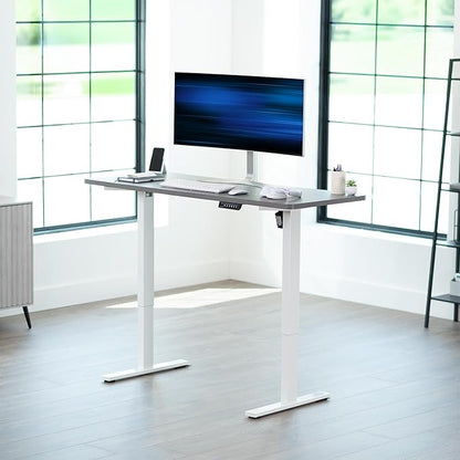 VIVO Electric 60 x 24 in Standing Desk, Memory Height Adjustment, 1B Series, One-Piece Dark Gray Top, White Frame, DESK-KIT-1W6G