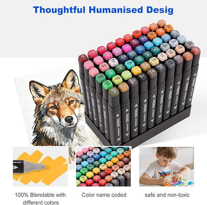 FROKO Alcohol Markers, 60 Colors Dual Tip Art Marker,Coloring Marker, markers for adult coloring books no bleeding