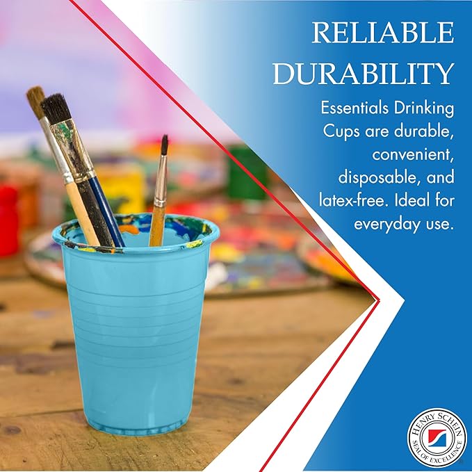 Essentials Healthcare Products Plastic Drinking Cups - Full Case of 1000 Cups - Blue 5 oz Disoposable Cups for Cold Beverages, Parties, Office, or Medical Use - Durable & Convenient