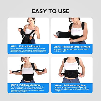 Posture Corrector for Men and Women, Upper Back Support Brace with Adjustable Shoulder Straps for Comfortable Posture Training – Invisible Under Clothing (Large 35.4-41.3‘’)