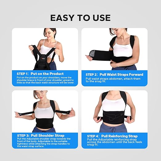Posture Corrector for Men and Women, Adjustable Upper Back Support, Shoulder Alignment Brace for Better Posture and Daily Comfort – Wearable Under Clothes (Medium 31.5-37.4‘’)