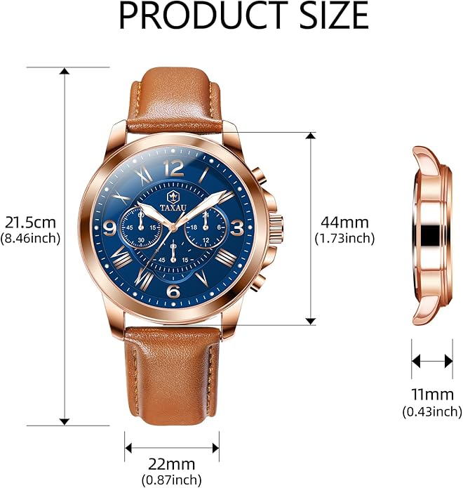 Mens Watches Luxury Dress Waterproof Leather Watch with Date Day Analog Quartz Large Number Wrist Watch Casual Classic Luminous Scales Big Face Easy Read Reloj para Hombre