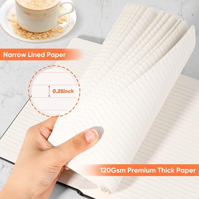 Huhuhero Notebooks Journal, College Ruled Notebook, Premium Thick Paper Lined Journal, Hardcover Notebook for Office Home School Business Writing Note Taking Journaling, 5"×8.25" (10, Dark Gray)