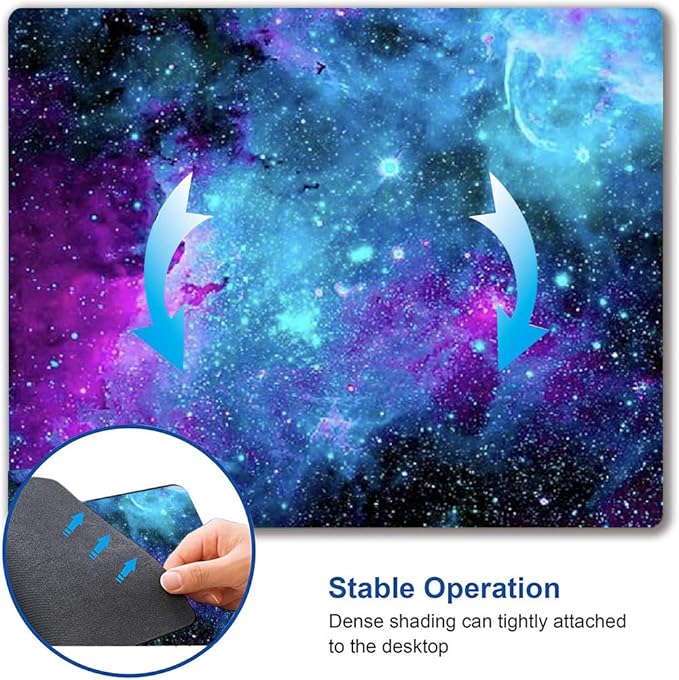 Gaming Mouse Pad,Blue Purple Galaxy Nebula Universe Space Non-Slip Rubber Base Mouse Pads For Computers Laptop Office, 9.5X7.9X0.12 Inch(240Mm X 200Mm X 3Mm)