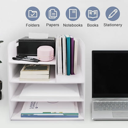 SONGWAY Desk File Organizer with Handle - Desktop File Sorter, Paper Storage Holder, Paper Letter Tray, Desk Organizers and Storage for Home Office School