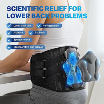 Back Brace for Women Men, Reinforced 3D Lumbar Support Pad, 4 Carbon Fiber Splints, Ultra-thin Air Mesh, Wear for Under Clothes, for Lower Back Pain Relief, Sciatica, Posture, Lifting, Size S
