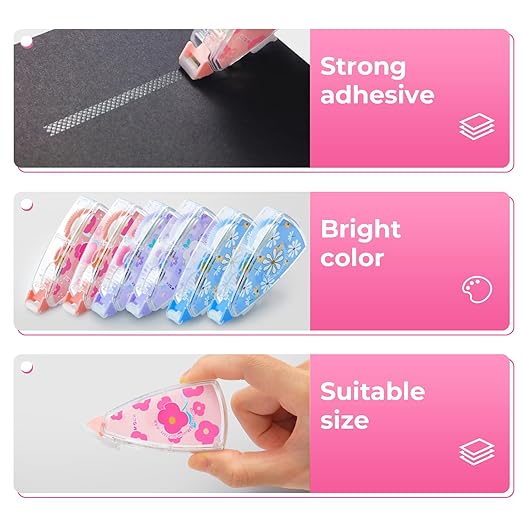 M&G 6 Pack Double Sided Glue Tape Roller, 48M/157 FT Scrapbook Tape Supplies, Glue Tape Double-Sided Adhesive Tape Runner for Scrapbooking School Office Home Journaling Supplies