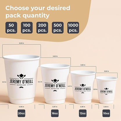 Custom Disposable Paper Coffee Cups, 10oz, Pack of 1000, Add Your Logo or Text, Double Walled, Leakproof for Hot and Cold Drinks, Perfect for Christmas Parties or other Festive Events