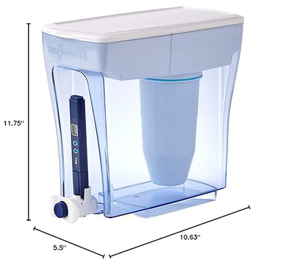 ZeroWater 20-Cup Ready-Pour 5-Stage Water Filter Dispenser with 0 TDS Water Filter – IAPMO Certified to Reduce Lead, Chromium, and PFOA/PFOS