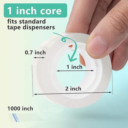 OWLKELA 4 Rolls Transparent Tape Refills, Clear Tape, All-Purpose Transparent Glossy Tape for Office, Home, School