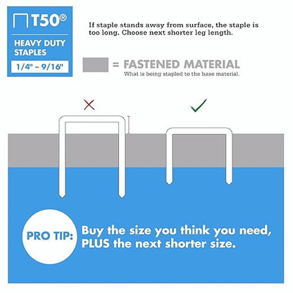ARROW 50MP T50 Heavy Duty Staples Multipack, Staples for Upholstery, Crafts, General Repairs, Includes 1/4", 3/8" and 1/2" Sizes, 3/8" Crown Size, 1875-Pack