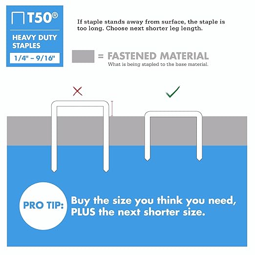 Arrow 506 T50 Heavy Duty Staples, 3/8-Inch Leg Length, 3/8-Inch Crown Width Staples for Upholstery, Construction, Furniture, Crafts, 1250-Pack
