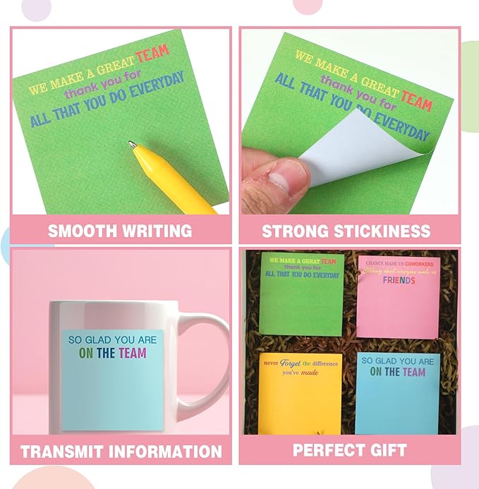 Yinder 24 Pcs Inspirational Sticky Notes Christmas Stocking Stuffers Motivational Sticky Notes Pad Employee Appreciation Gift Bulk for Teacher Nurse Coworker Office 3 x 3'' (Thank You,Bright)