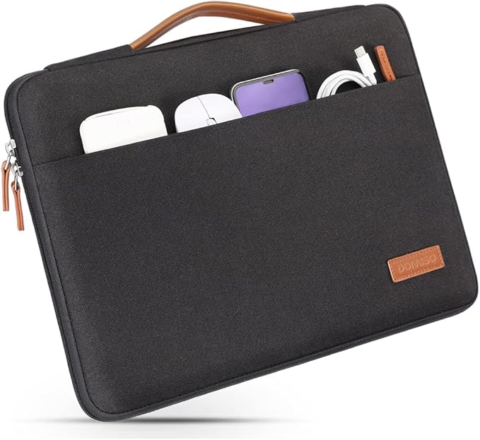 DOMISO Laptop Case Sleeve Protective Cover Compatible with MacBook Air 13 M4 M3 M2,MacBook Pro M2 M1,iPad Air/Pro,13 inch Dell,Lenovo, HP,Asus,Waterproof Computer Cases Bag with Handle,Black