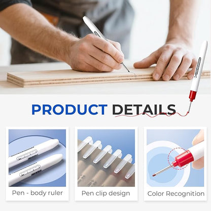 5PCS Long Head Deep Hole Marker Pens, 20mm Deep Reach Markers, Waterproof Construction Markers Marking Tool, Long Nose Marker, Permanent Markers Carpenter Ink Marker Pens, Metal Marking Pen (Black 1)