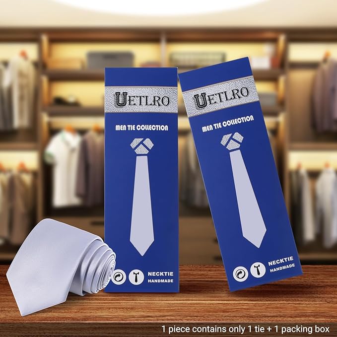 Black Ties For Men Solid Pure Color Formal Neckties 3.15" (8CM) Men's Tie for Business and Wedding with Gift Box