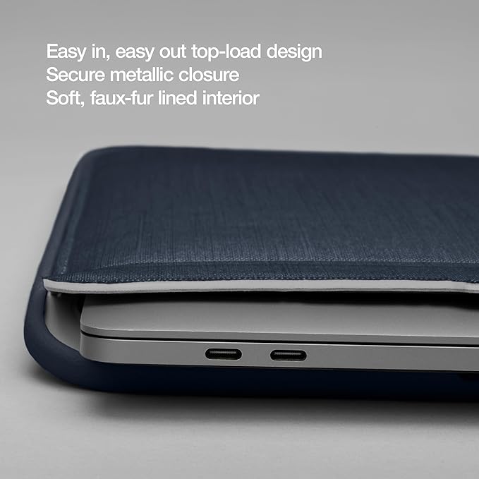 Incase ICON Sleeve with Woolenex - MacBook Pro 14 inch Case - 2024, 2023, 2022, 2021, M4, M3, M2, M1 - Fitted MacBook Case, Laptop Sleeve, Hard Cover, Durable, Lightweight - Heather Navy