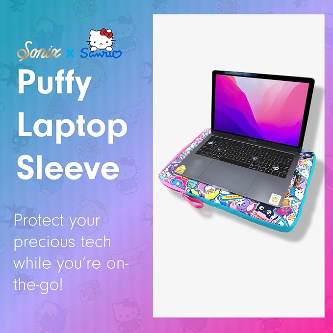 Sonix x Sanrio | Puffy Laptop Sleeve | 15-16 Inch, Quilted Pillow Puffer Laptop Carrying Case, Computer Sleeve | Hello Kitty & Friends Stickers