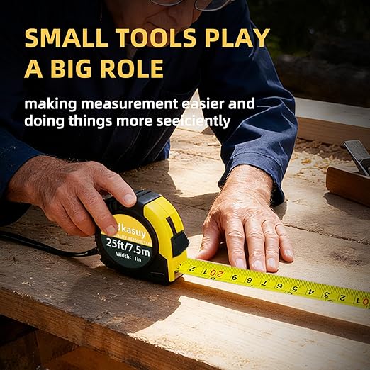 25ft Self-Locking Tape Measure. Dual Metric/Imperial Scales. Durable Carbon Steel, Clear Markings. Perfect for DIY, Construction & Woodworking
