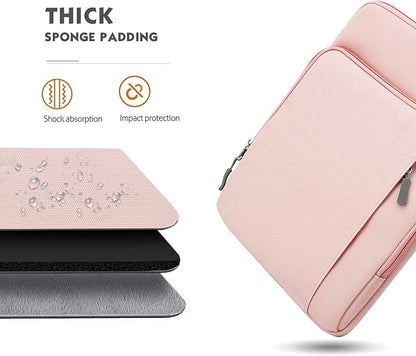 MoKo 12.9 Inch Tablet Sleeve Bag Carrying Case with Pockets Fits 13 Inch New iPad Pro M4 & Air M2 2024, iPad Pro 12.9 M2&M1, Surface Laptop Go 12.4", Galaxy Tab S8+/S9+ 12.4", Pink