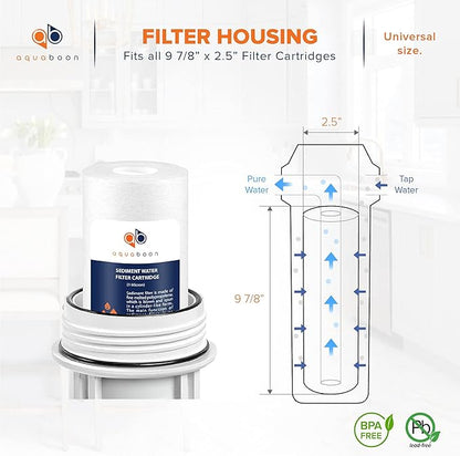 Aquaboon 1 Micron Whole House Sediment Filter 10 x 2.5 for RO & Well Water Filters Replacement Cartridges Compatible with AP110, WHKF-GD05, 25 Pack