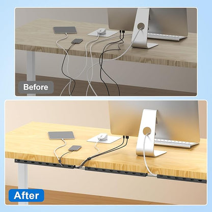 6X15.4 Inch Cable Raceway,Open Slot Cable Management Under Desk Kit with Upgraded Big Hole,Wire Cover and Desk Cable Organizer for Home & Office,Cord Hider Management