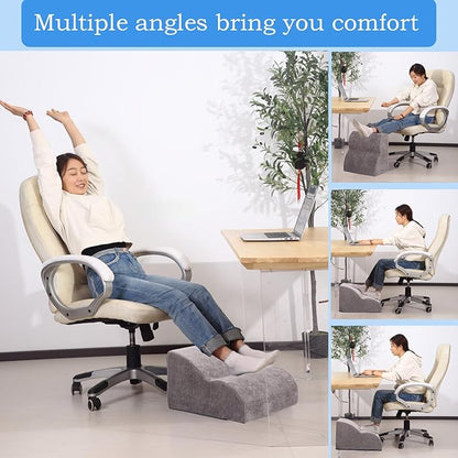 Foot Rest for Under Desk at Work.Multifunctional 3-Tier Foot Stool,with Washable Footrest.for Under Desk,Office Chair Gaming Chair & Sofa,Leg Elevation Pillow,Supports Posture (Grey)