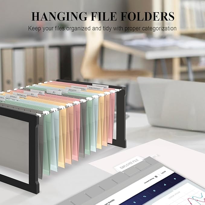 ViVin Hanging File Folders, 1/5-Cut Adjustable Tabs with 48 Per Box, 1 Inch Expansion, 48 Pack Letter Size Hanging File Folders, Designed for Office Home School Filing Cabinet(Assorted)