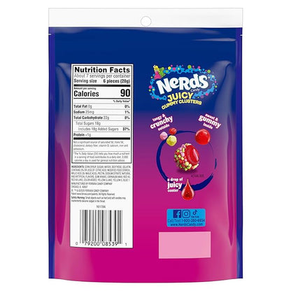 NERDS Juicy Gummy Clusters, Strawberry Punch, Juicy and Gummy Candy, 1 Stand Up Bag, for Snacking and Sharing, 7.15 oz (Pack of 2)