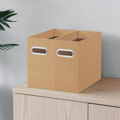 Oterri Cardboard File Organizer Box for Hanging File Folders Letter Size,File Box for Computer Desk,File Cabinet,Working Home,Office,Classroom (Brown, Letter Size - 2 Packs)