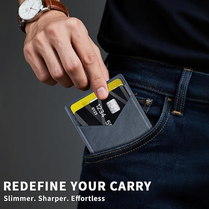 Wallet for Men Slim RFID Blocking-Metal Smart Pop-Up Credit Card Holder with 2 ID Windows, Holds 8-10 Cards,Bifold Compact Minimalist Front Pocket Wallet & Money Clip,Men's accessories (Blue)