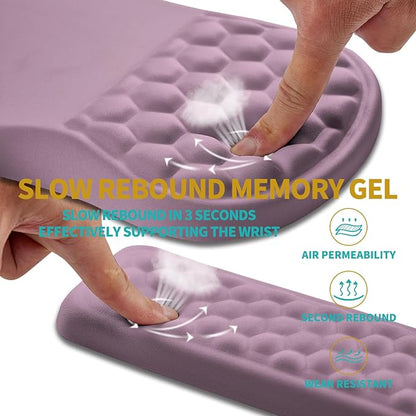 Hokafenle 2 in 1 Ergonomic Mouse Pad Wrist Support & Wrist Rest for Computer Keyboard Set, with Relieve Carpal Tunnel Pain Massage Bulge and Full Memory Gel Design (2In1 Set, Purple)