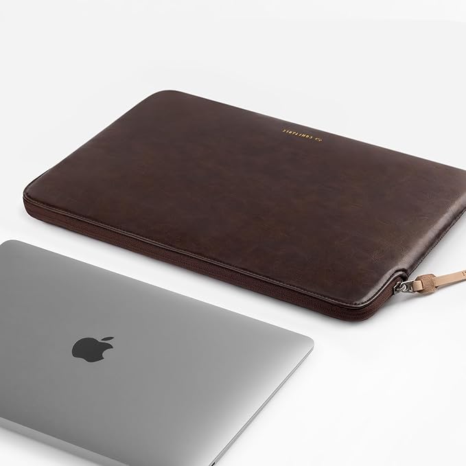 Comfyable Leather Laptop Sleeve Compatible with 16 Inch MacBook Pro M4 2024 & 15 Inch MacBook Air M4 M3 M2 2025, Briarwood