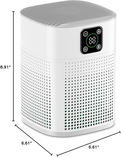 Air Purifiers for Bedroom, Honeyuan H13 HEPA Air Purifier for Home Large Room 600 sqft, Air purifiers with 360°Air Intake, 3 Fan Speeds, 3-Stage Filtration, White