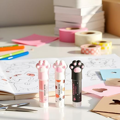 3Pcs Random Color Cat Claw Cute Glue Stick Kawaii Stationery Binding Tool School Office Supplies One Piece Art Glues and Pastes