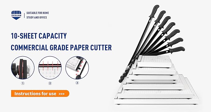 Paper Cutter B3 Stack Paper Trimmer Guillotine Heavy Duty Metal Base, 21" Cutting Length with Guard Rail Safety Blade Lock, 10-Sheet Capacity, Guillotine Paper Slicer Cutter for Office School