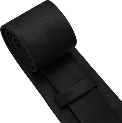 PenSee Men's Tie Set Solid Pure Color 3.15" (8CM) Classic Formal Plain Necktie and Pocket Square Set For Men