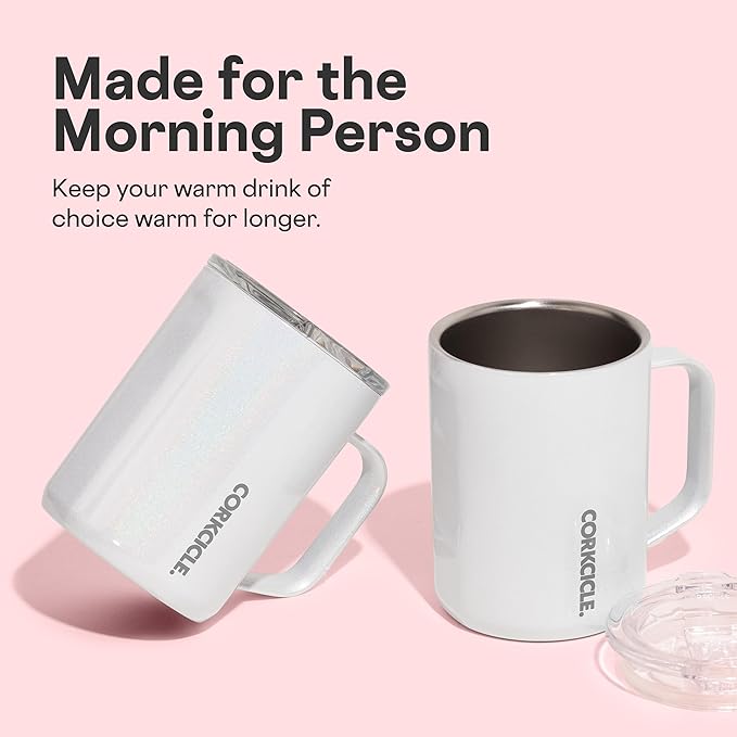 Corkcicle Classic Coffee Mug - Triple Insulated Stainless Steel for Travel - Shatter-Proof Lid - Keeps Drink Hot Over 3 Hours - Holiday Mug Gift - Great for Gifting Warmth - 16 oz - Minnie Tie Dye